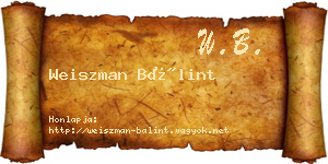 Weiszman Bálint névjegykártya